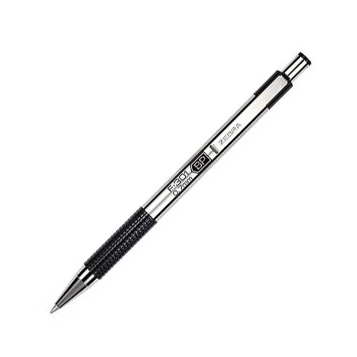 Zebra Химикалка F-301, метална, 0.7 mm, черна