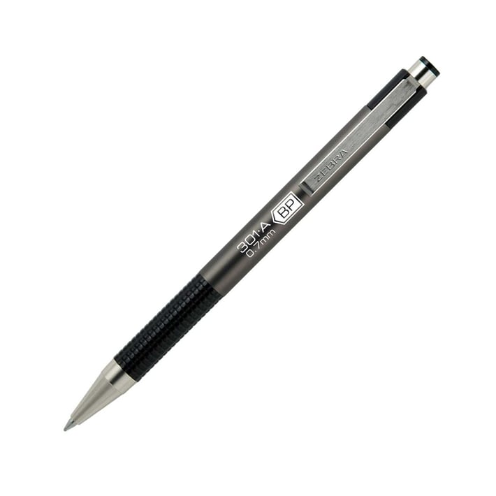 Zebra Химикалка F-301A, алуминиева, 0.7 mm, сива