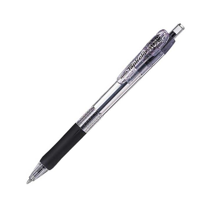 Zebra Химикалка Tapli Clip, 0.7 mm, прозрачна, черна