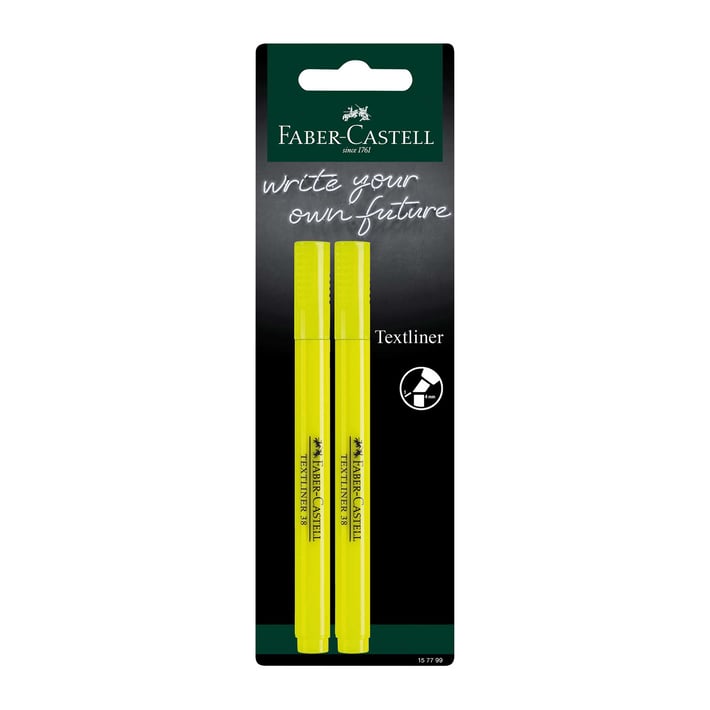 Faber-Castell Текст маркер 38, жълт, 2 броя в блистер