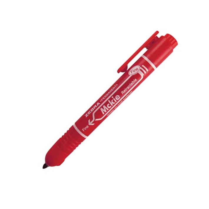Zebra Перманентен маркер Mckie Retractable, автоматичен, 1.3 mm, червен