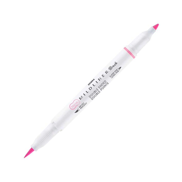 Zebra Маркер-четка Mildliner Brush&Marker Fluorescent, розов