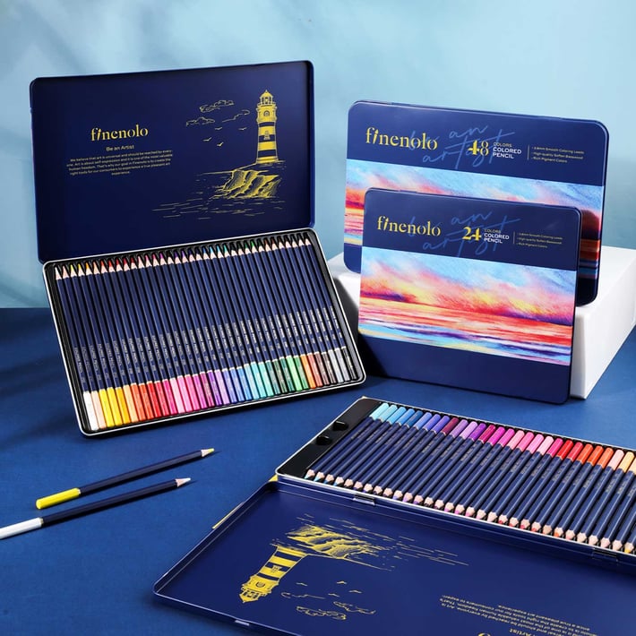 Deli Цветни моливи Finenolo, 48 цвята, в метална кутия