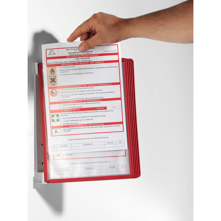 Durable Информационна система Vario Wall, A4, с 5 джоба, червена
