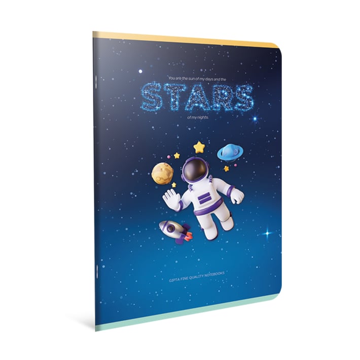 Gipta Тетрадка Stars А4, бяла хартия, малки квадратчета, картонена корица, шита, 60 листа