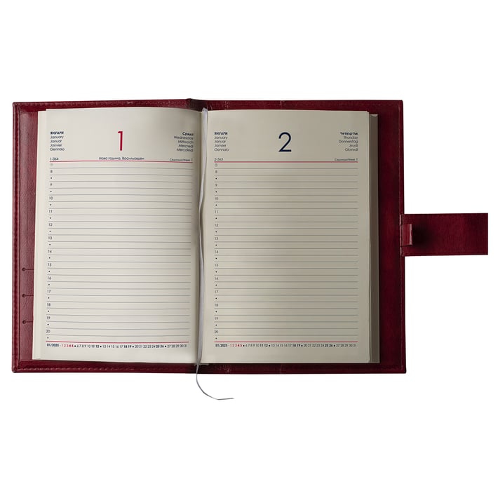 Календар-бележник Ниагара, с дати, A5, кожена подвързия, черен
