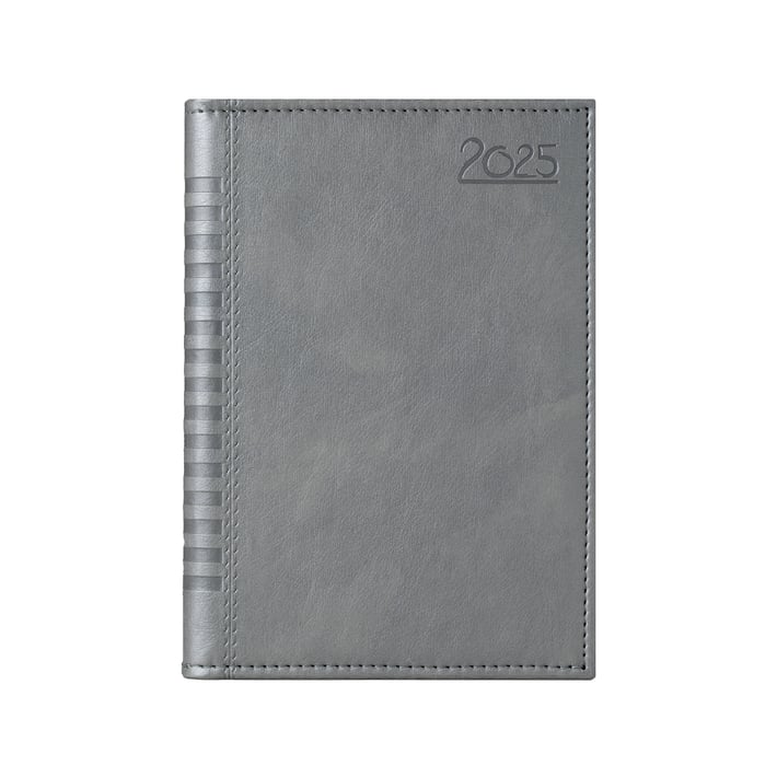 Календар-бележник Мадера, с дати, A5, кожена подвързия, цвят сребро