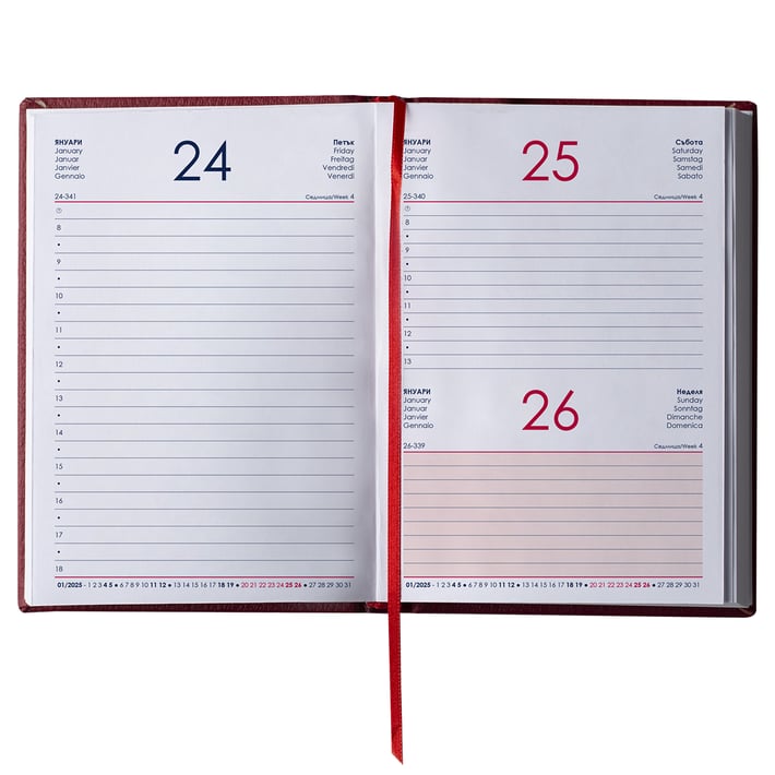 Календар-бележник Казанова, с дати, 10 x 15 cm, кожена подвързия, кафяв