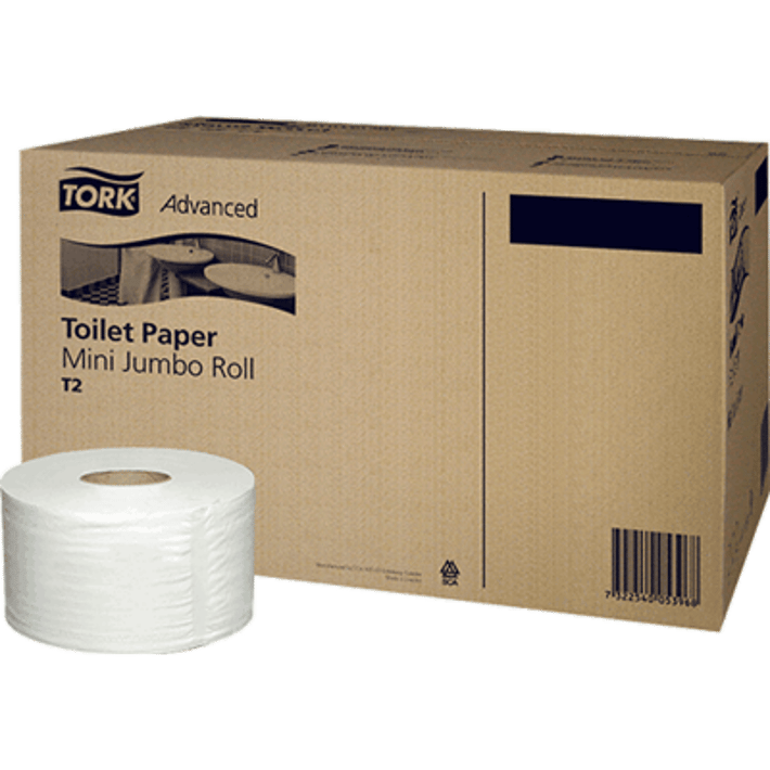 Tork Тоалетна хартия Mini Jumbo, двупластова, 170 m, 12 броя