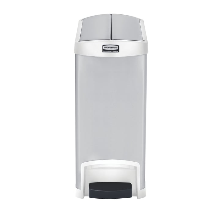 Rubbermaid Кош Slim Jim End, метален, 30 L, бял