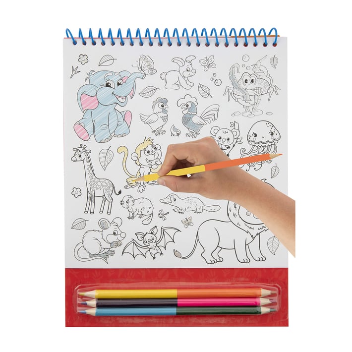 Grafix Книжка за оцветяване на стикери, с включени 3 двойни молива, оранжева