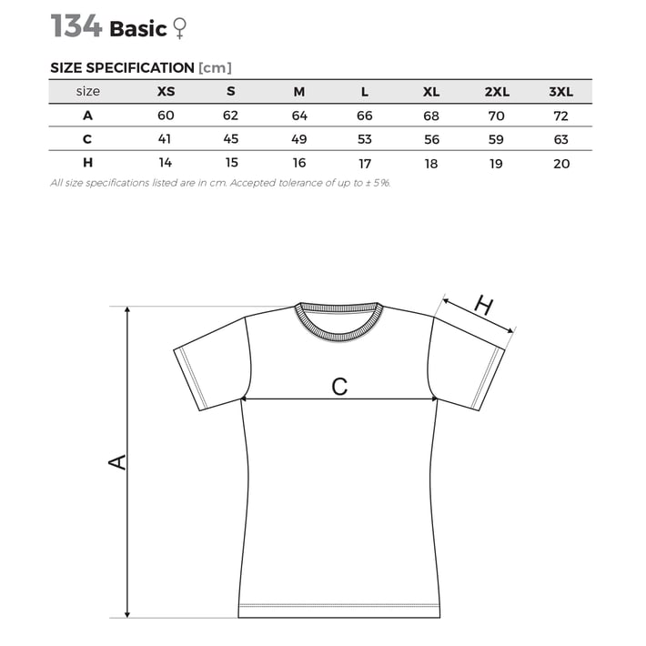 Malfini Дамска тениска Basic 134, размер S, жълта