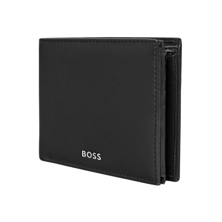 Hugo Boss Портфейл Classic Smooth, с капак и отделение за монети, черен