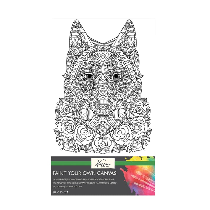 Grafix Платно за оцветяване Вълк, 20 х 15 cm