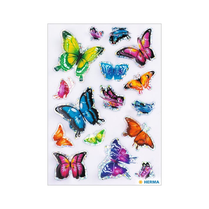Herma Самозалепващи етикети Пеперуди, 3D, 1 лист