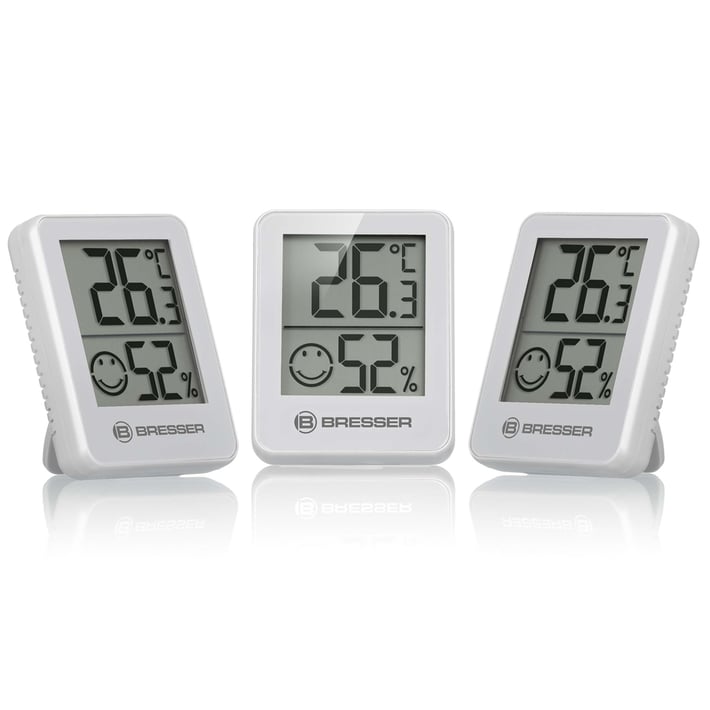 Bresser Комплект термометър с влагомер, 3 броя, бели