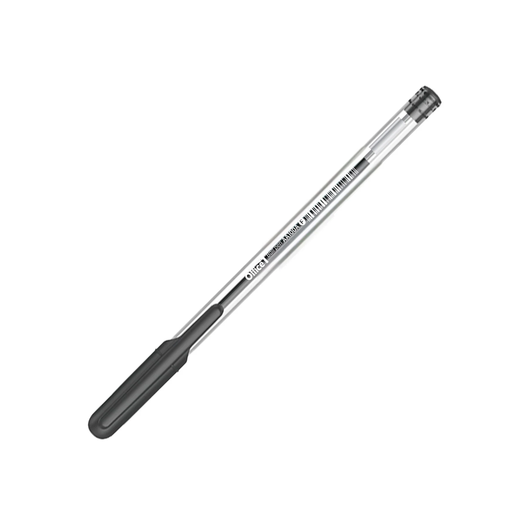 Office 1 Химикалка АА915, 0.7 mm, прозрачен корпус, черна, 10 броя