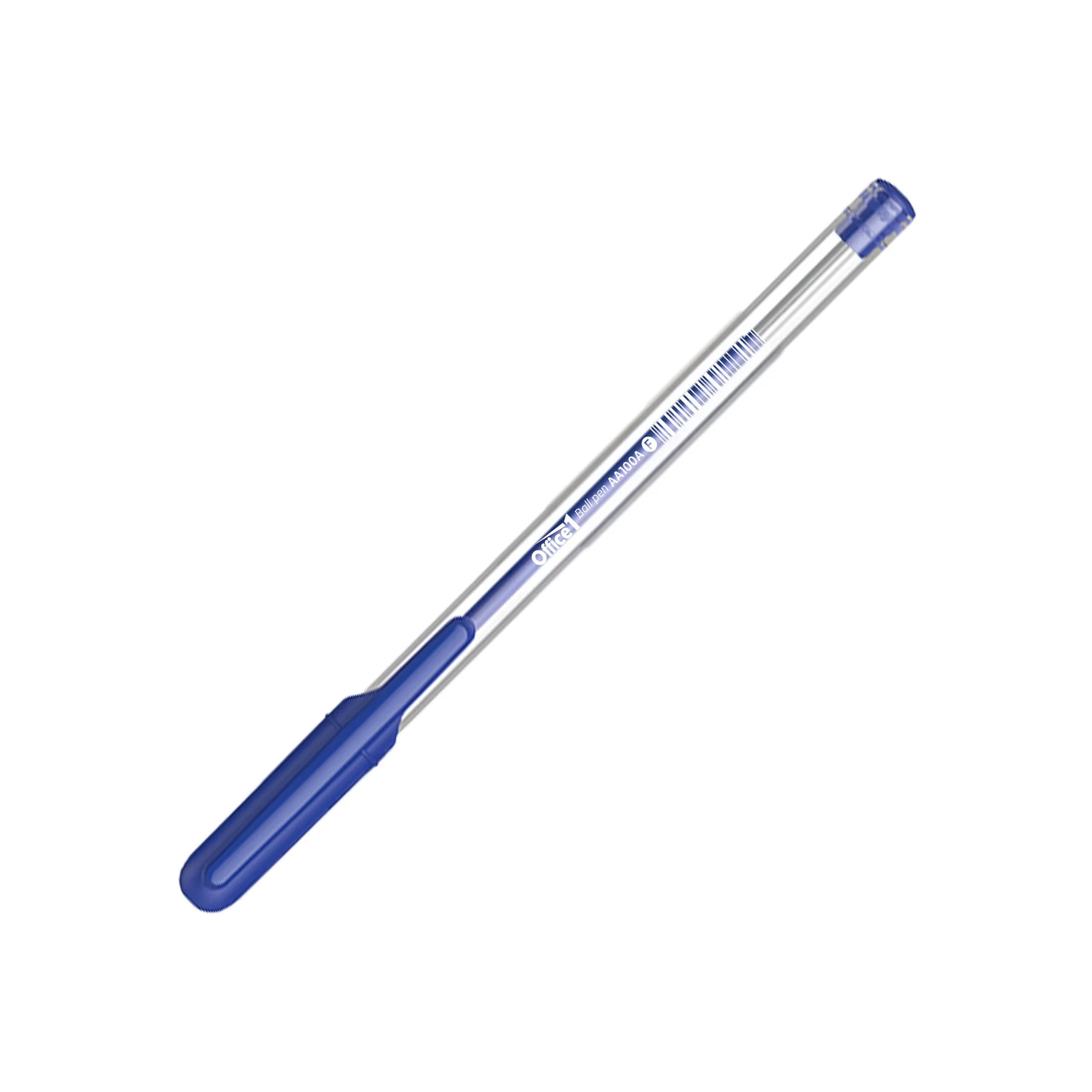 Office 1 Химикалка АА915, 0.7 mm, прозрачен корпус, синя