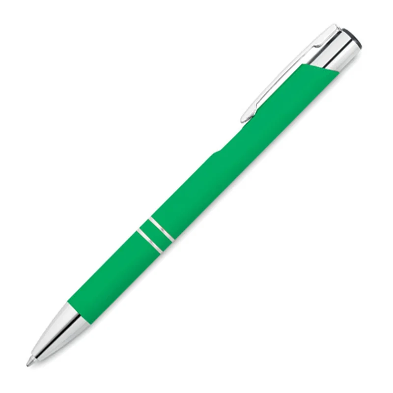 Office 1 Химикалка Norma Soft, метална, гумирана, зелена