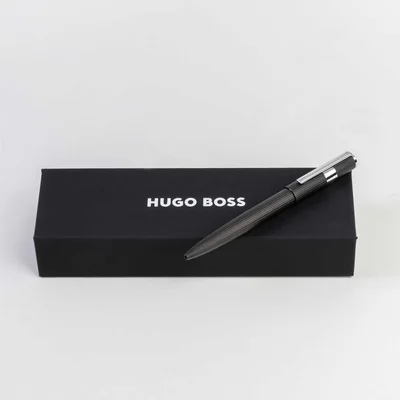Hugo Boss Химикалка Gear Pinstripe, в кутия, черно-сребриста