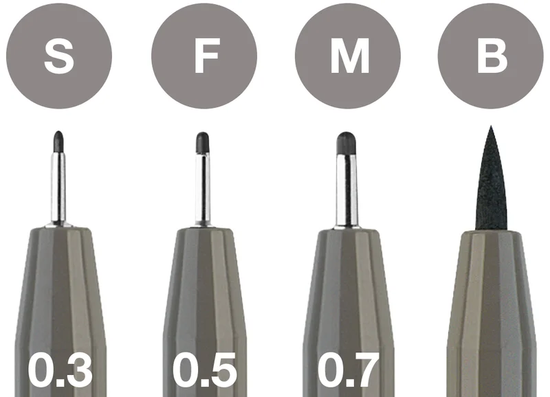 Faber-Castell Тънкописец Pitt, S, F, M, B, топлосив, 4 броя