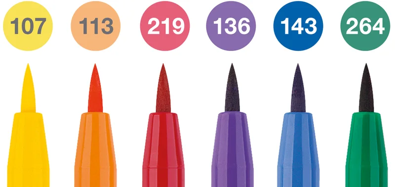 Faber-Castell Маркер-четка Pitt Artist, цветно колело, 6 броя