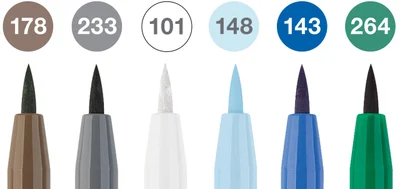 Faber-Castell Маркер-четка Pitt Artist, зима, 6 броя