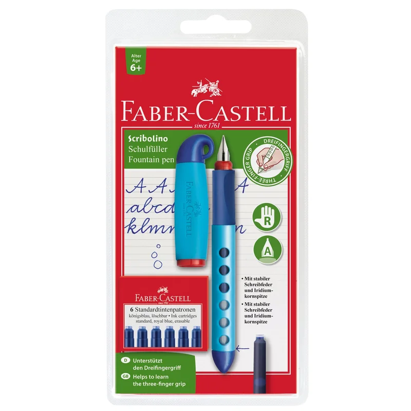 Faber-Castell Писалка Scribolino, детска, с включени 6 патрончета и аксесоари
