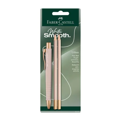 Faber-Castell Химикалка Poly Ball Urban, с 2 молива, бледорозови