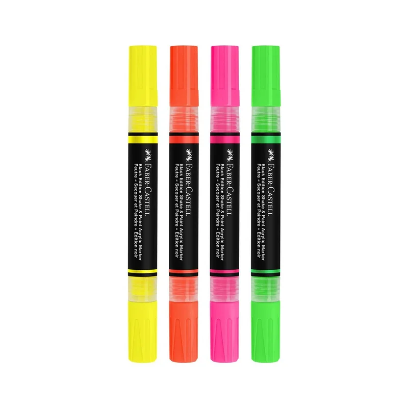 Faber-Castell Акрилен маркер Black Edition, 4 неонови цвята