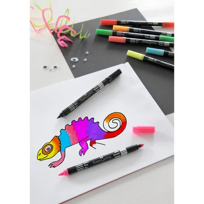 Faber-Castell Флумастери, двойни, 10 неонови цвята