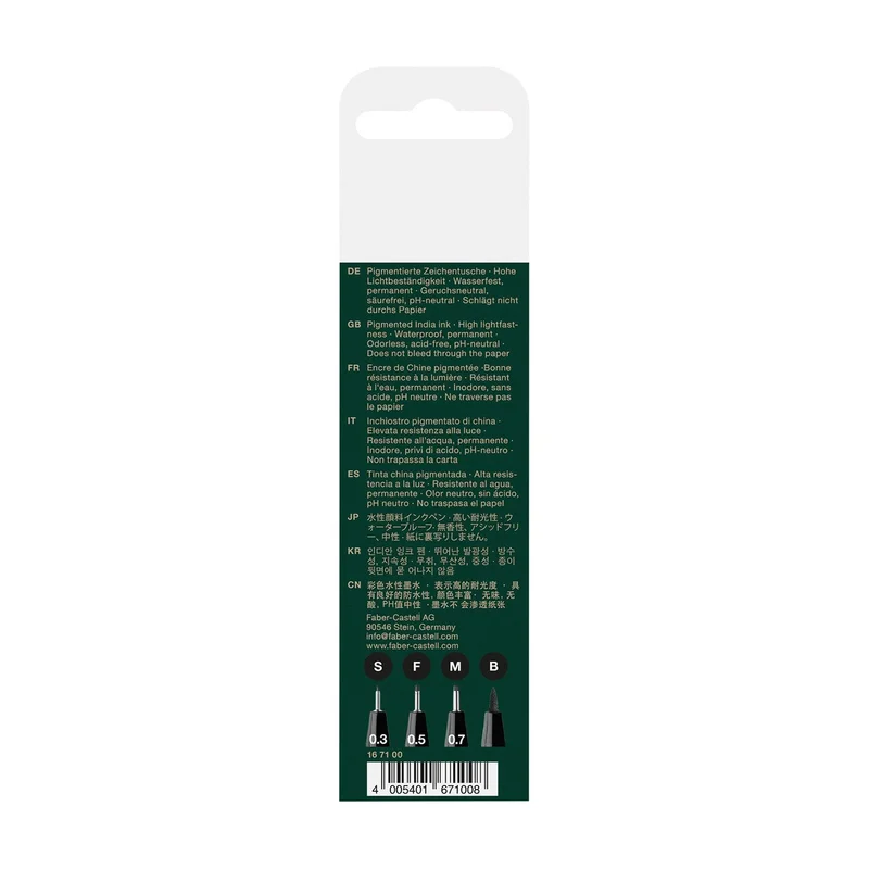 Faber-Castell Тънкописец Pitt Artist Pen, № 199, черен, 4 броя (S, F, M, B)