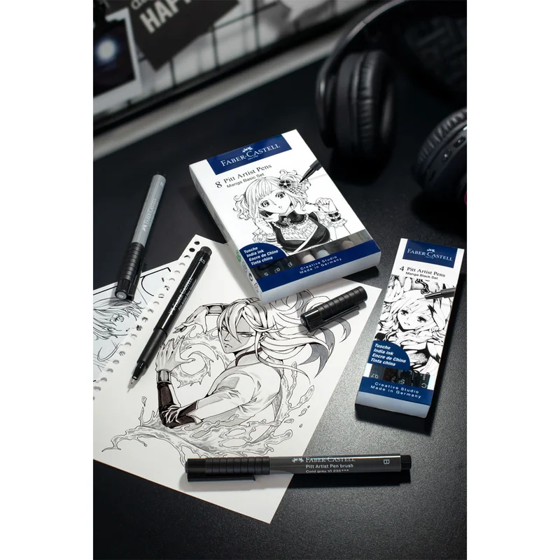 Faber-Castell Маркер Pitt Artist Pen, 8 цвята, Manga Set