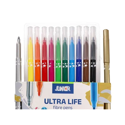 Флумастери Junior Ultra Life, дълготрайни, 10+2 цвята