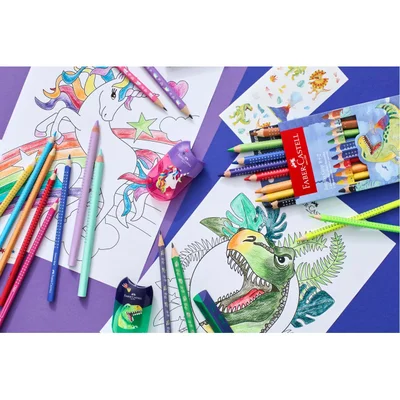 Faber-Castell Молив Jumbo Еднорог, чернографитен, НВ, лилав