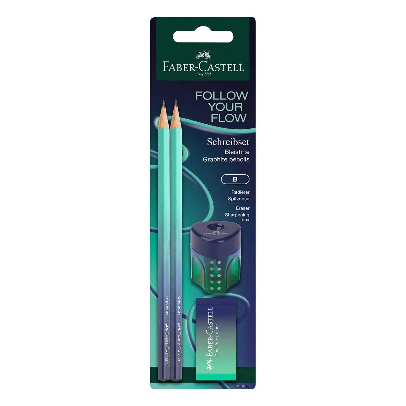 Faber-Castell Комплект моливи, гума и острилка Buzzing blue