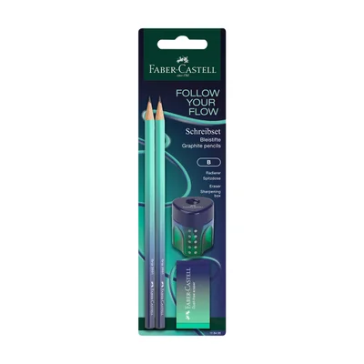 Faber-Castell Комплект моливи, гума и острилка Buzzing blue