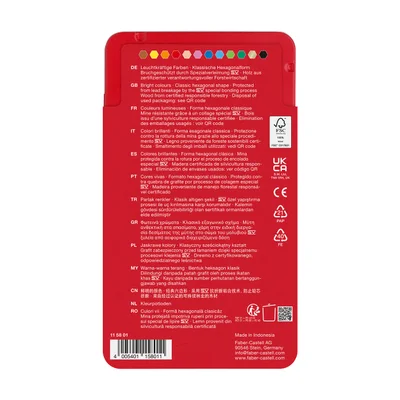 Faber-Castell Цветни моливи Замък, 12 цвята, в метална кутия