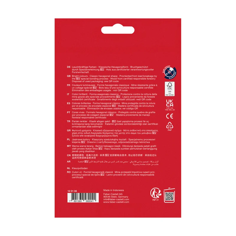 Faber-Castell Цветни моливи Замък, 36 цвята