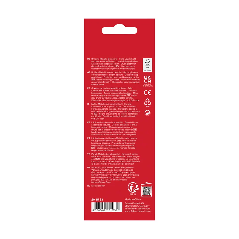 Faber-Castell Цветни моливи, 10 металикови цвята