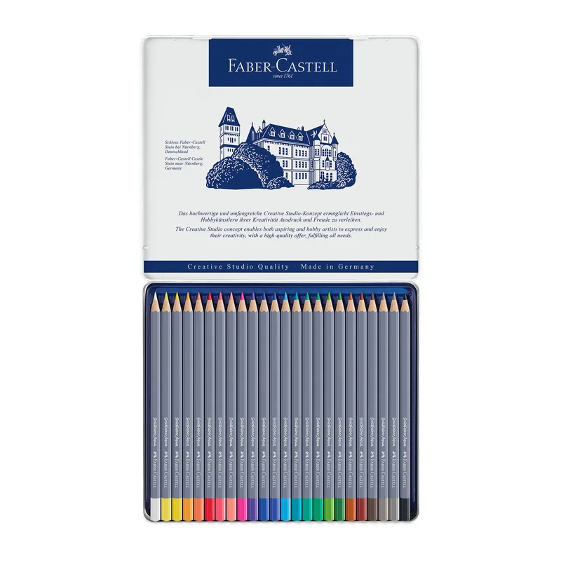 Faber-Castell Акварелни моливи Goldfaber Aqua, 24 цвята, в метална кутия