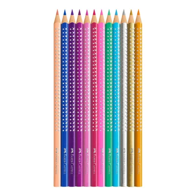 Faber-Castell Цветни моливи Sparkle, в метална розова кутия, 12 цвята