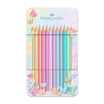 Faber-Castell Моливи Sparkle, 12 пастелни цвята, в метална кутия