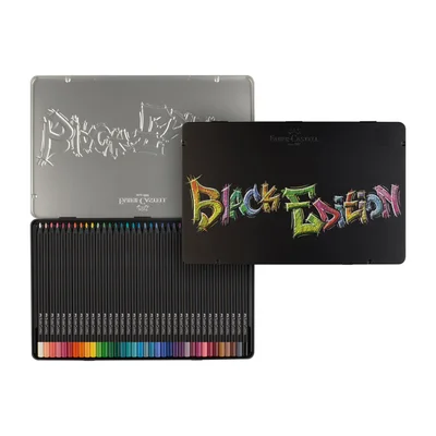 Faber-Castell Моливи Black Edition, 36 цвята, в метална кутия