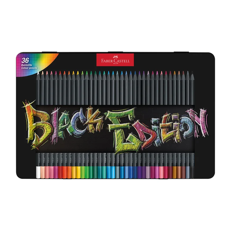 Faber-Castell Моливи Black Edition, 36 цвята, в метална кутия