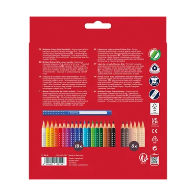 Faber-Castell Цветни моливи Grip 2001 - Skintones, 18+6 цвята