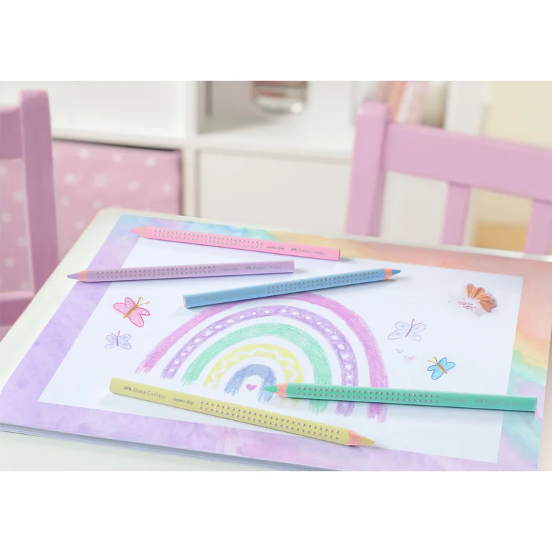 Faber-Castell Моливи Jumbo Grip 2001 Pastel, 5 цвята