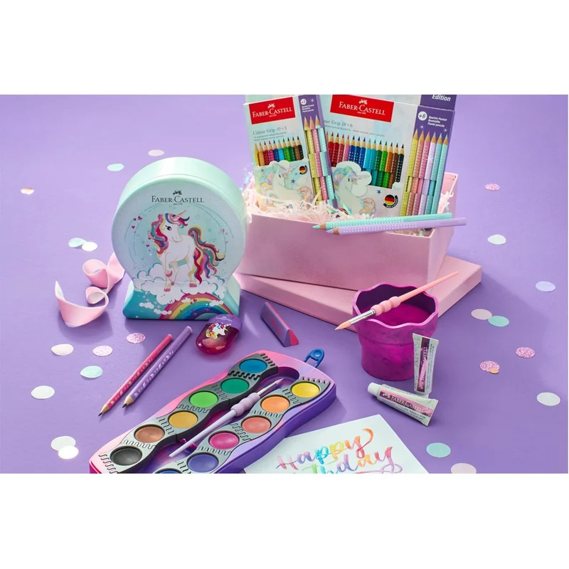 Faber-Castell Моливи Jumbo Еднорог, 8 стандартни, 2 пастелни цвята