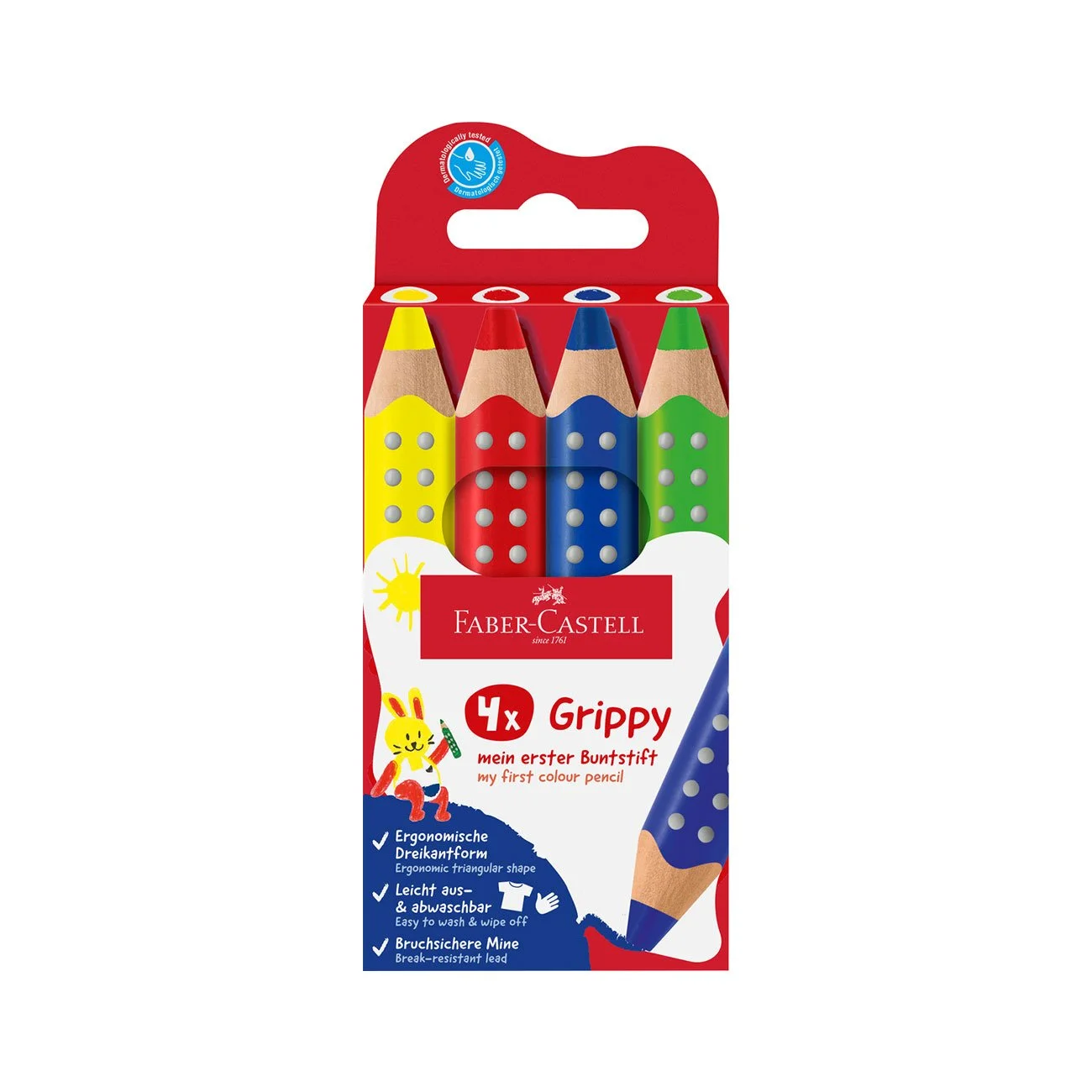 Faber-Castell Молив Grippy, 4 цвята