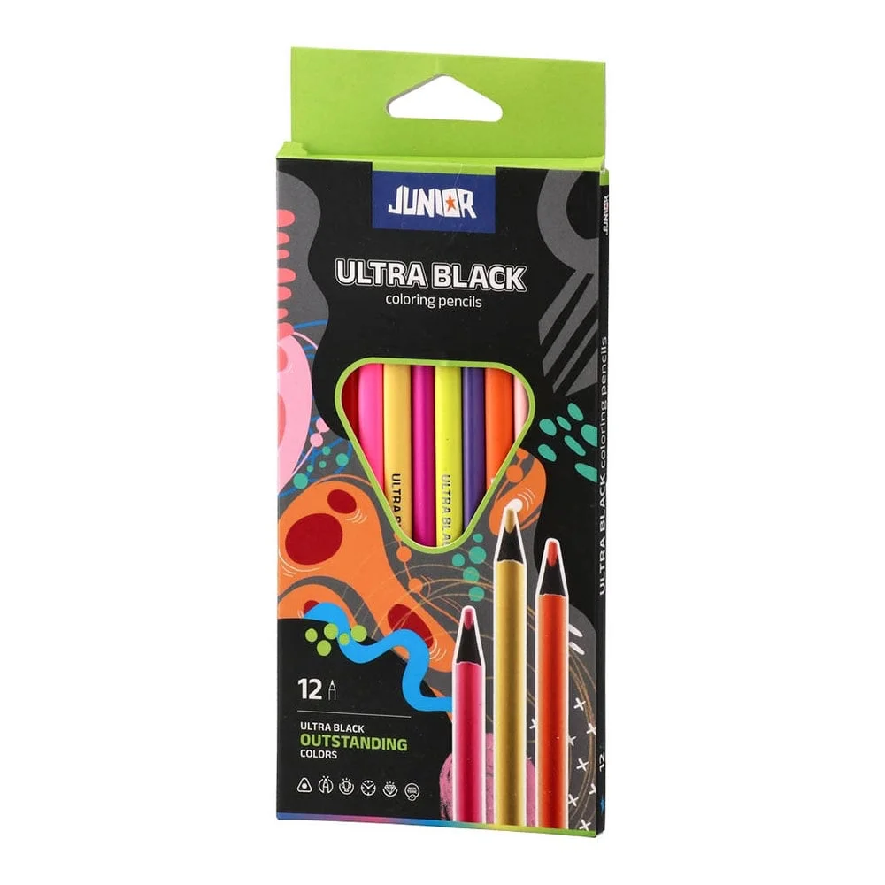 Цветни моливи Junior Ultra Black, 12 цвята